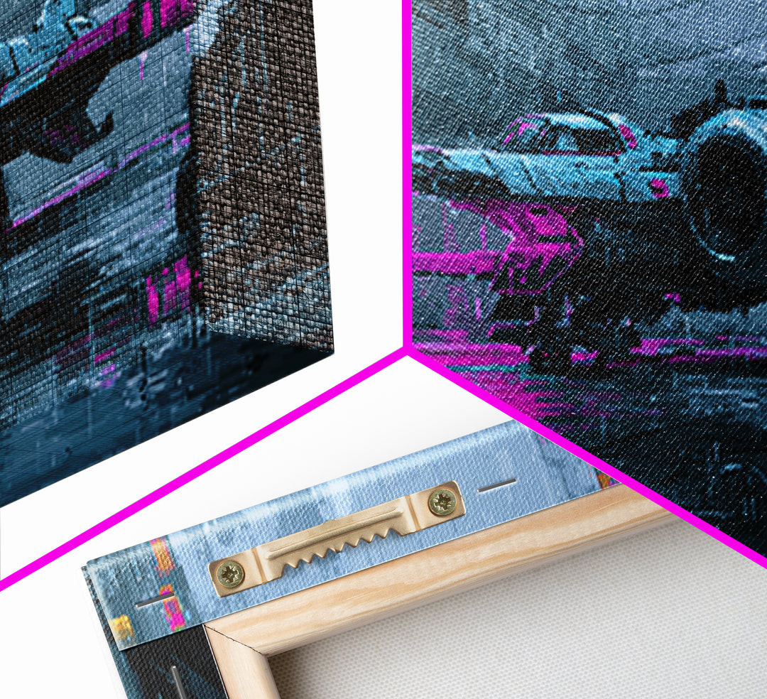 Arcade Spaceship Pixel Art Scene Framed Canvas Print, Game Room Art, Pop Art, Game Room Decor, Fine Art, Play, Fine Art Print, GRA-2x1-87