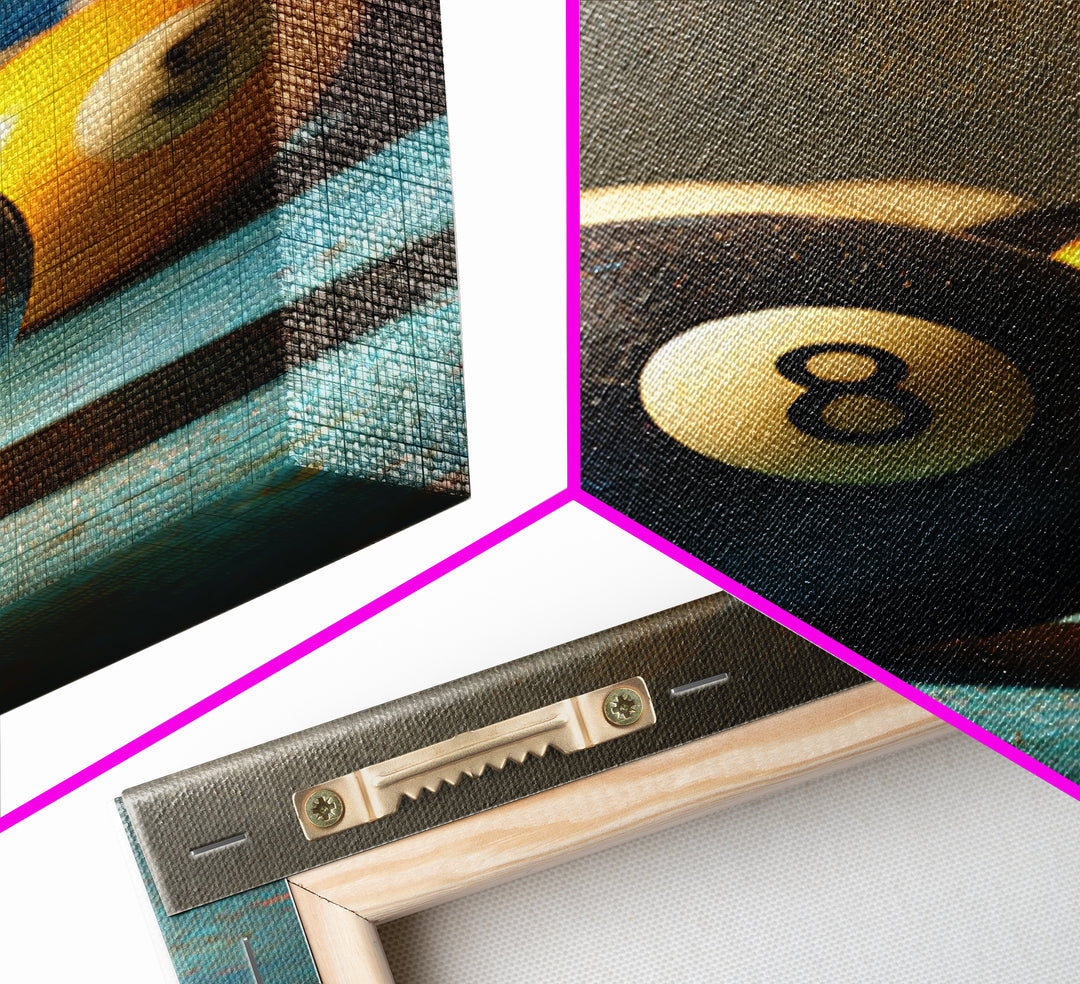 Billiards Eight Ball Canvas Print, Game Room Art, Original Art, Game Room Decor, Play, Trendy Wall Art, Masculine Wall Art, GRA-2x3-82
