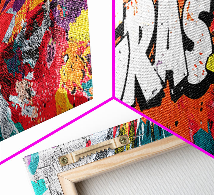 Comic Style Explosion with Game Icons Framed Canvas Print, Game Room Art, Neutral Decor, Game Room Decor, Fine Art, Play, GRA-3x1-7