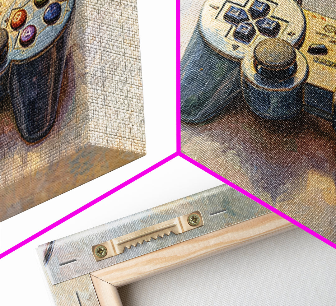 Old School Game Controller Framed Canvas Print, Game Room Art, Canvas Print, Game Room Decor, Fine Art, Play, Man Cave Decor, GRA-3x2-10