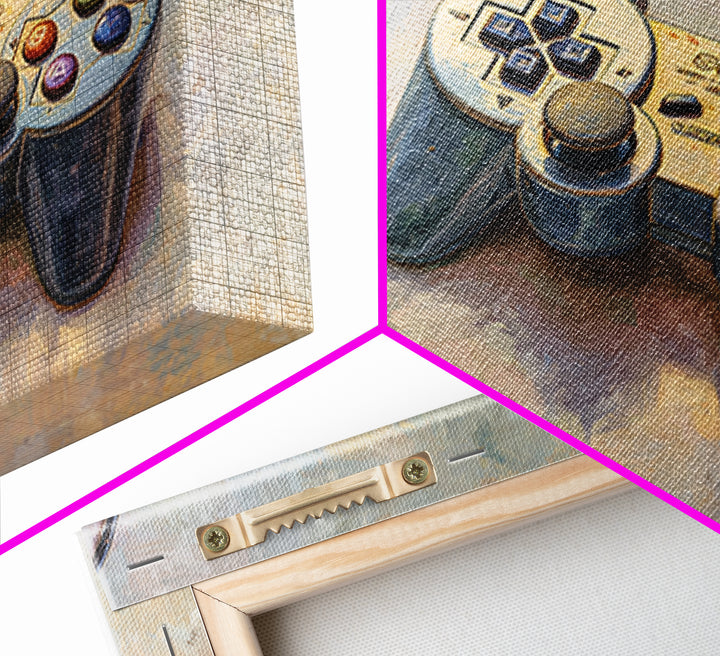 Old School Game Controller Framed Canvas Print, Game Room Art, Canvas Print, Game Room Decor, Fine Art, Play, Man Cave Decor, GRA-3x2-10