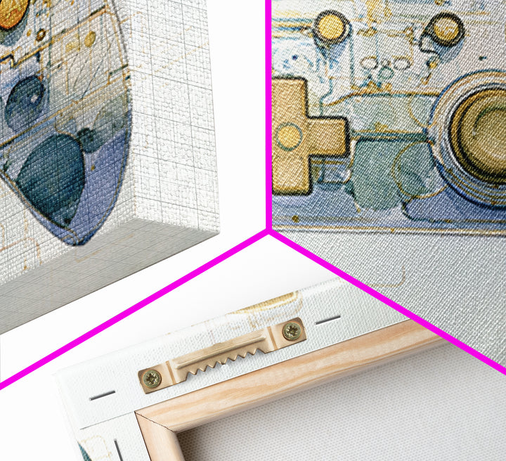 Old School Game Controller Canvas Print, Game Room Art, Trendy Wall Art, Game Room Decor, Watercolor Art, Play, GRA-3x2-34