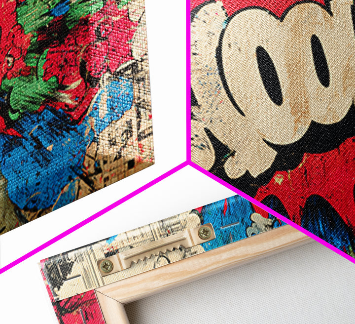 Comic Style Explosion with Game Icons Canvas Print, Game Room Art, Retro Art, Game Room Decor, Abstract Art, Play, GRA-3x2-43
