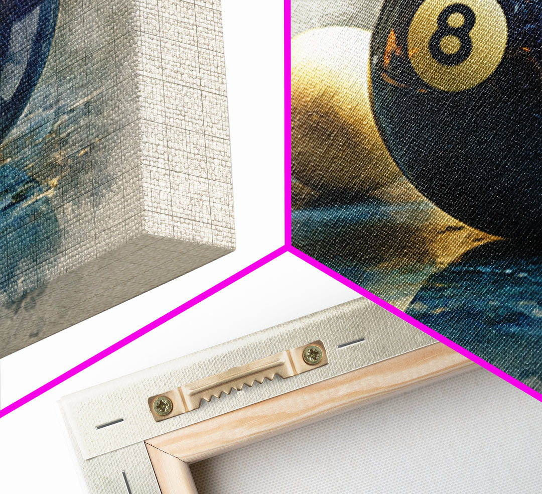 Billiards Eight Ball Framed Canvas Print, Game Room Art, Modern Wall Art, Game Room Decor, Fine Art, Play, Unique Home Decor, GRA-3x2-6
