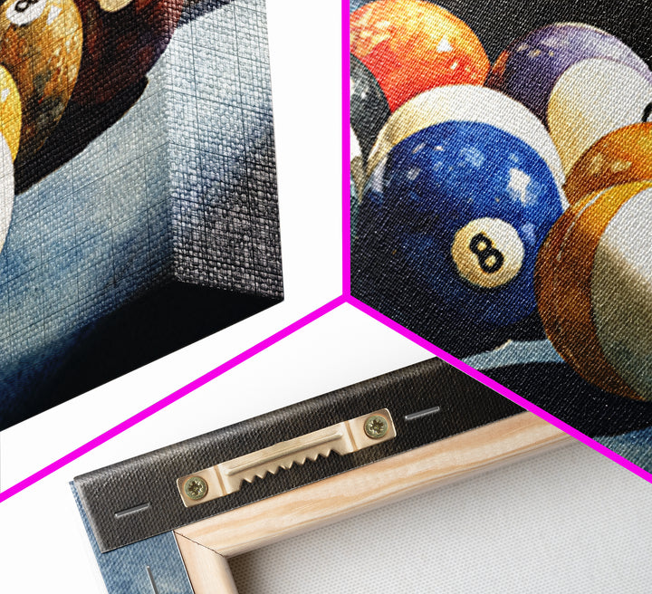 Billiards Eight Ball Framed Canvas Print, Game Room Art, Playroom Wall Decor, Game Room Decor, Play, Statement Artwork, GRA-3x2-78