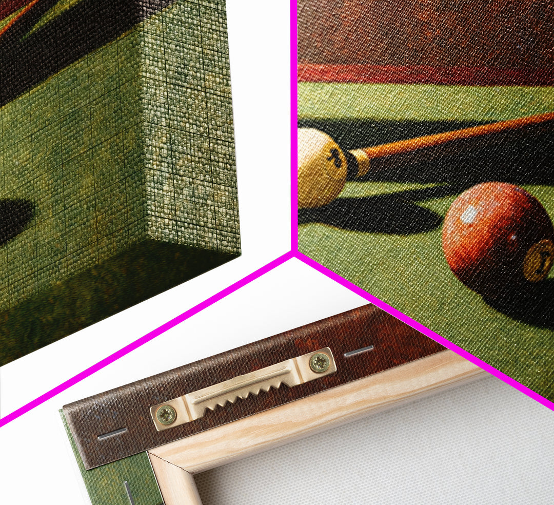 Pool Cue and Chalk on Green Felt Framed Canvas Print, Game Room Art, Masculine Wall Art, Game Room Decor, Fine Art, Play, GRA-3x2-86