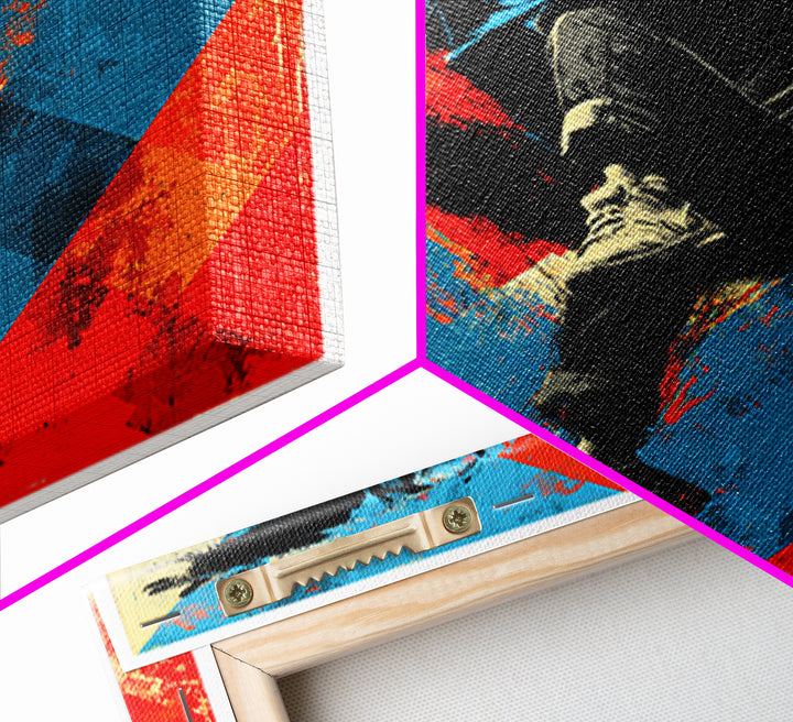 Breakdancer Silhouette over Bright Paint Splashes Framed Canvas Print, Graffiti Art, 3d Wall Art, Living Room Decor, Street, GRF-1x1-2