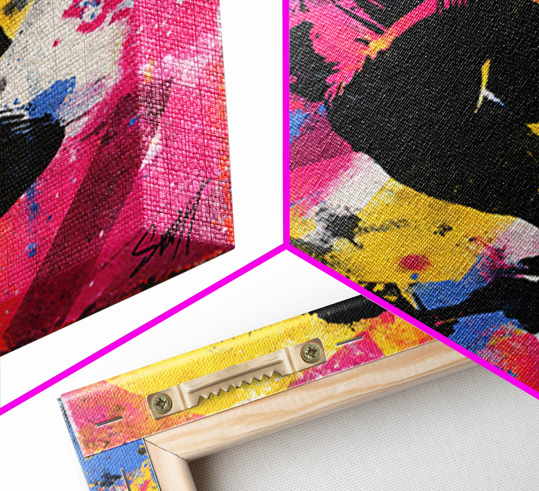 Breakdancer Silhouette over Bright Paint Splashes Canvas Print, Graffiti Art, Graffiti, Living Room Decor, Fine Art, Street, GRF-1x1-50