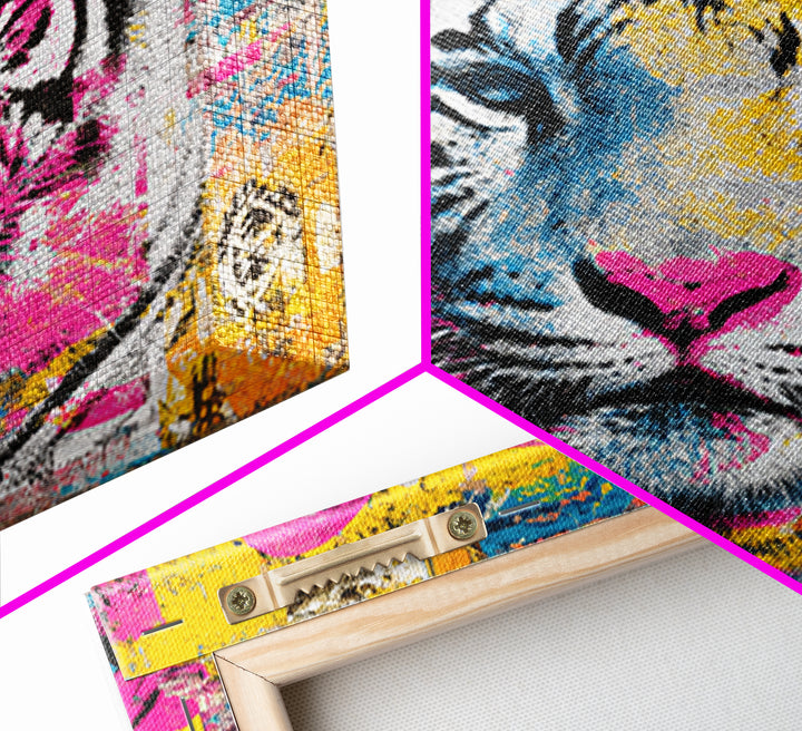 Urban Tiger Portrait Canvas Print, Graffiti Art, Statement Artwork, Living Room Decor, Fine Art, Street, Wall Decor, Painting, GRF-1x1-75