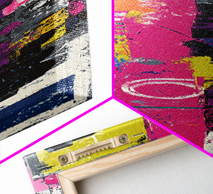 Boombox and Cassette Tape Framed Canvas Print, Graffiti Art, Fine Art Print, Living Room Decor, Fine Art, Street, Wall Decor, GRF-1x3-50