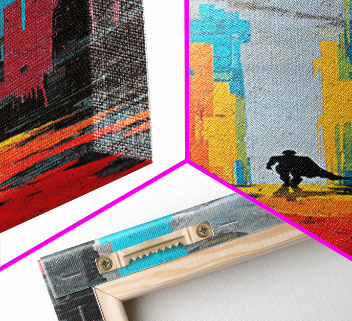 Paint Drips Forming a Skyline Silhouette Canvas Print, Graffiti Art, Large Wall Art, Living Room Decor, Fine Art, Street, GRF-1x3-73