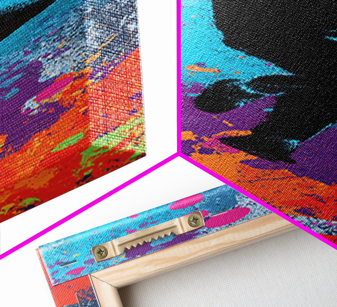 Breakdancer Silhouette over Bright Paint Splashes Canvas Print, Graffiti Art, Contemporary Art, Living Room Decor, Street, GRF-1x3-86