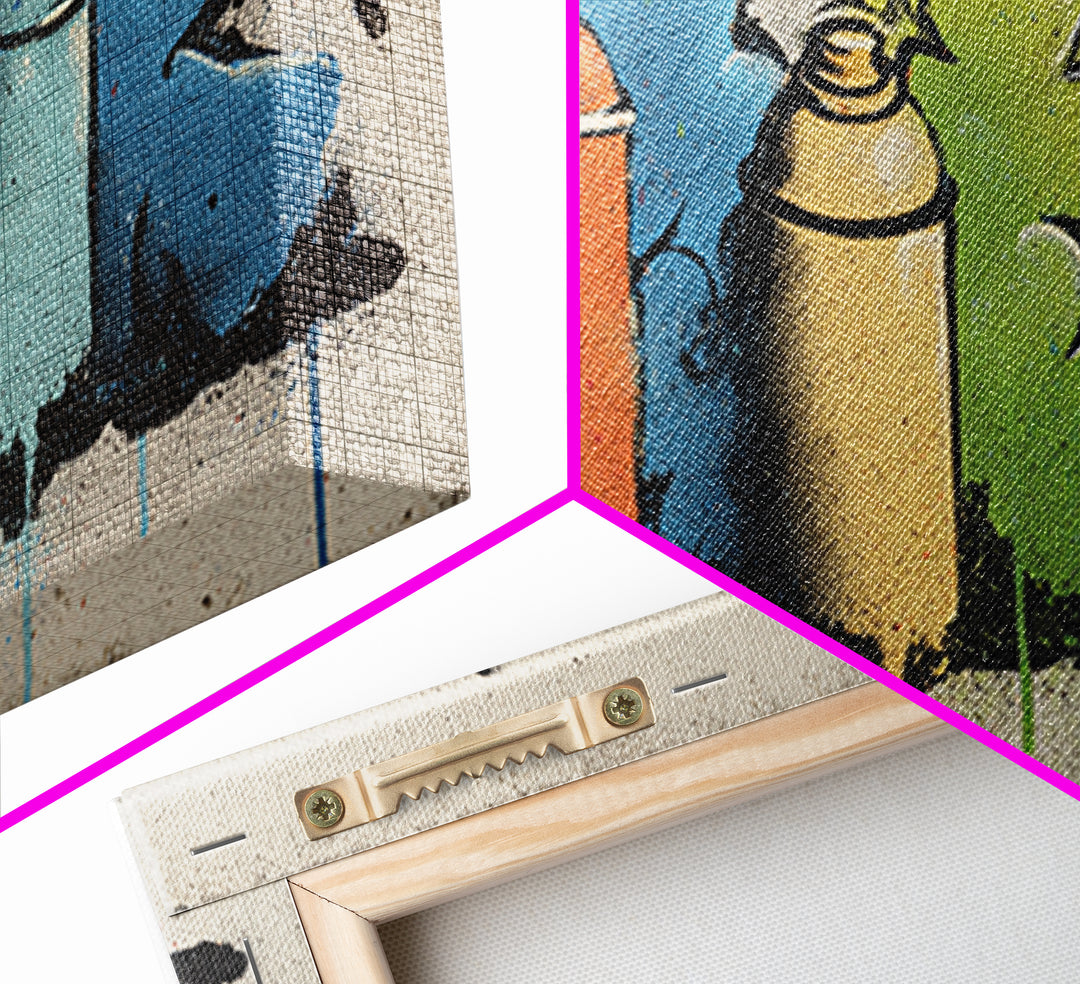 Spray Can Still Life Framed Canvas Print, Graffiti Art, Minimalist Decor, Living Room Decor, Street, Mid Century Modern, GRF-2x1-24