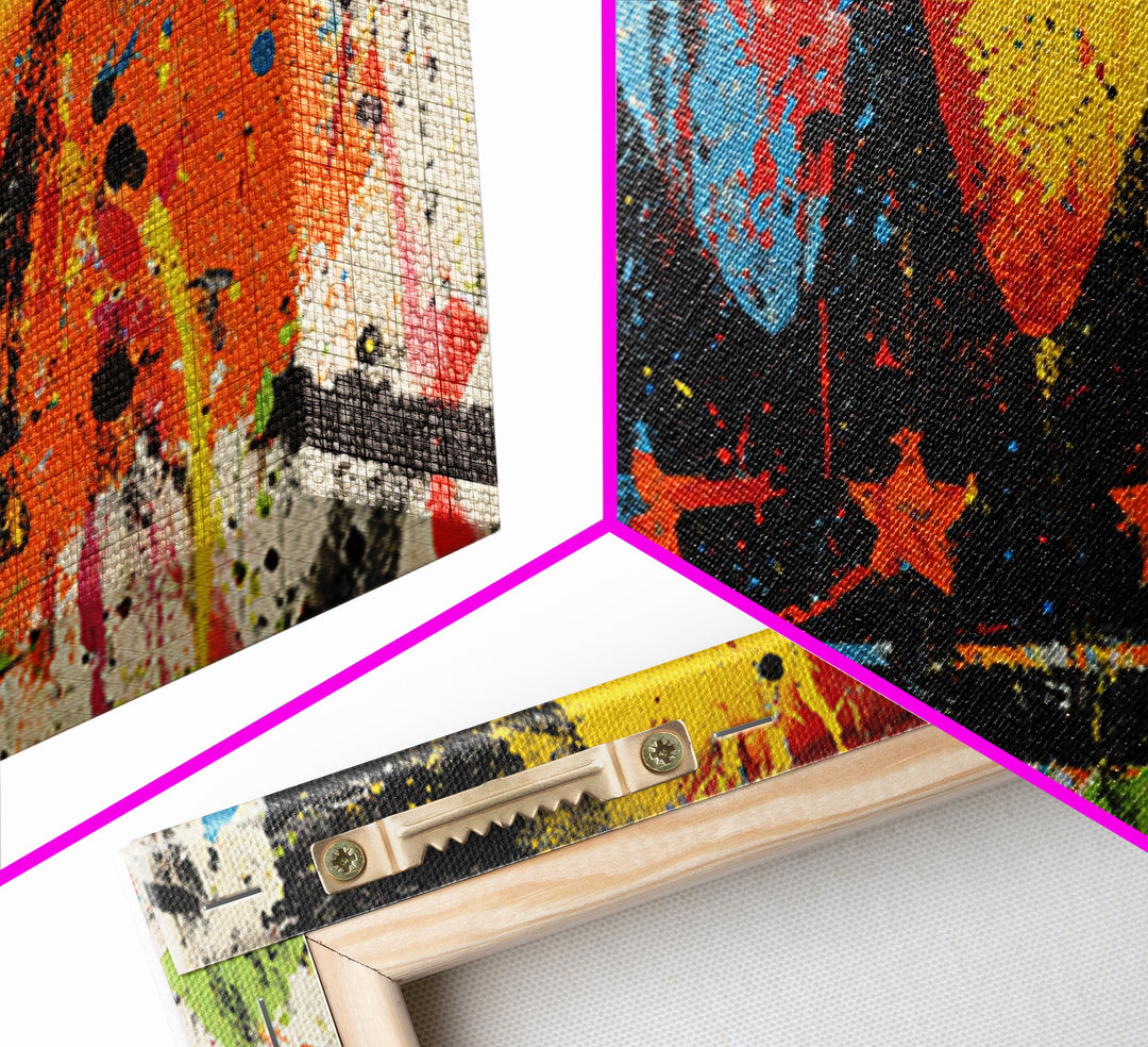 Abstract Crown and Stars Canvas Print, Graffiti Art, Prints, Living Room Decor, Fine Art, Street, Framed Art, Digital Print, GRF-2x1-39