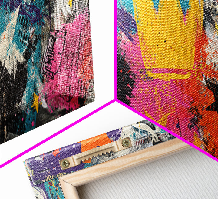 Abstract Crown and Stars Canvas Print, Graffiti Art, Bedroom Decor, Living Room Decor, Abstract Art, Street, Gallery Decor, GRF-2x1-63