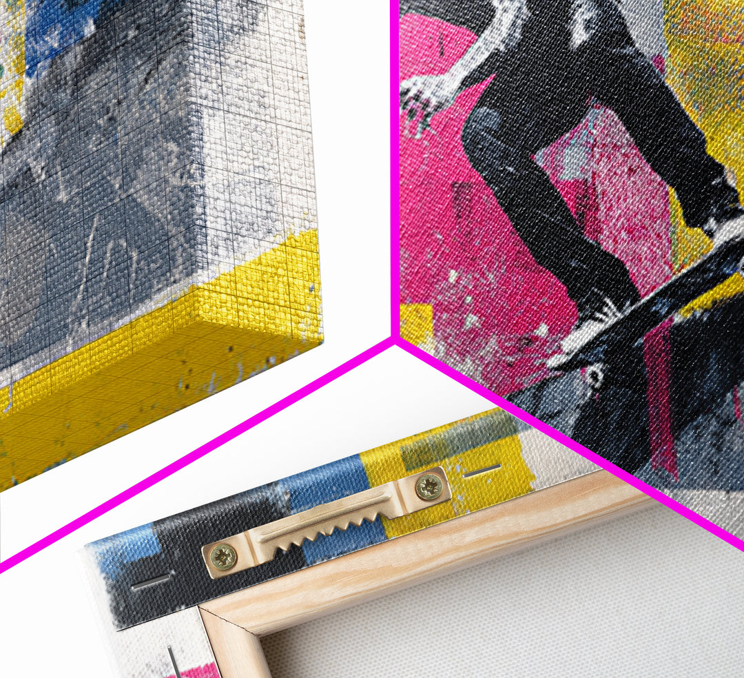 Bright Skateboard Ramp Color Fields Canvas Print, Graffiti Art, Canvas, Living Room Decor, Abstract Art, Street, GRF-2x1-68