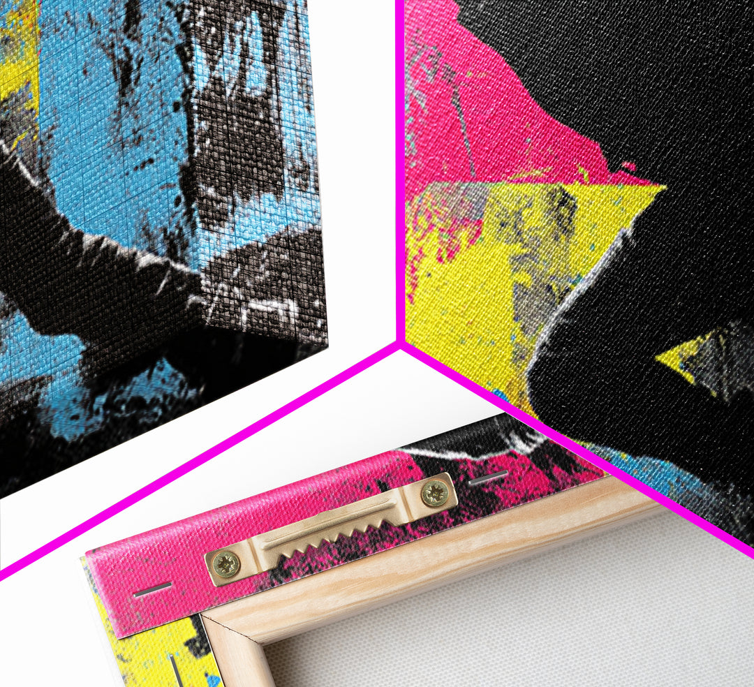 Masked Street Artist Silhouette Framed Canvas Print, Graffiti Art, Prints, Living Room Decor, Oil Painting, Street, Framed Art, GRF-2x1-90