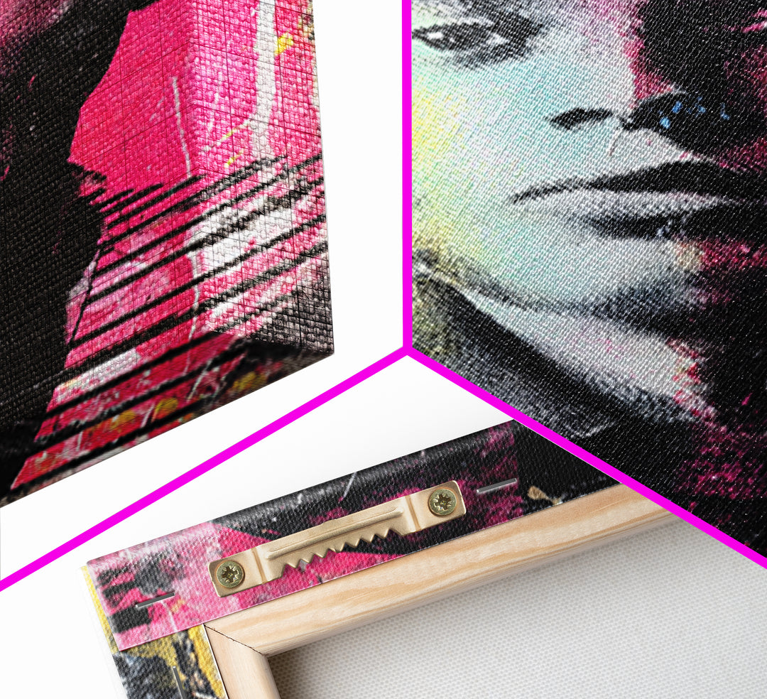 Stencil Portrait with Red and Black Contrast Framed Canvas Print, Graffiti Art, Luxury Decor, Living Room Decor, Street, GRF-2x3-44