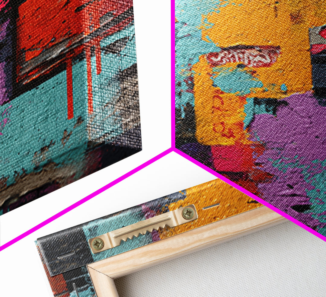 Paint Drips Forming a Skyline Silhouette Canvas Print, Graffiti Art, Large Wall Art, Living Room Decor, Fine Art, Street, GRF-2x3-45