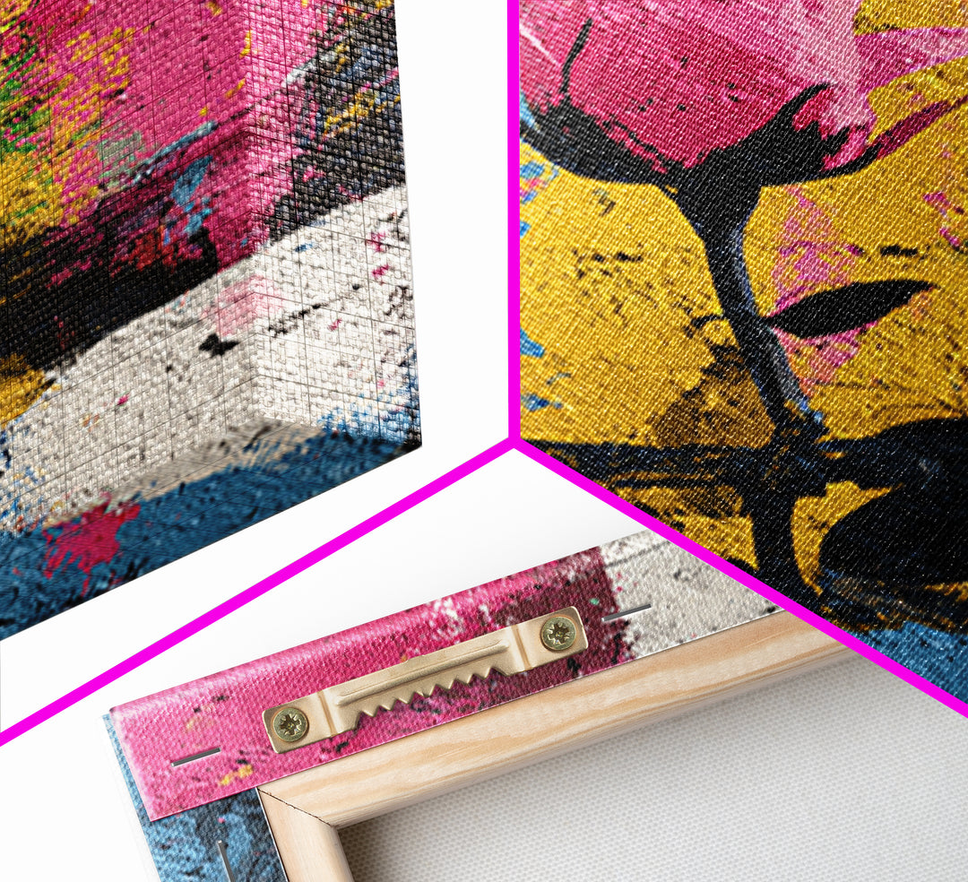 Graffiti Rose Blooming from Concrete Crack Framed Canvas Print, Graffiti Art, Original Art, Living Room Decor, Oil Painting, GRF-2x3-53