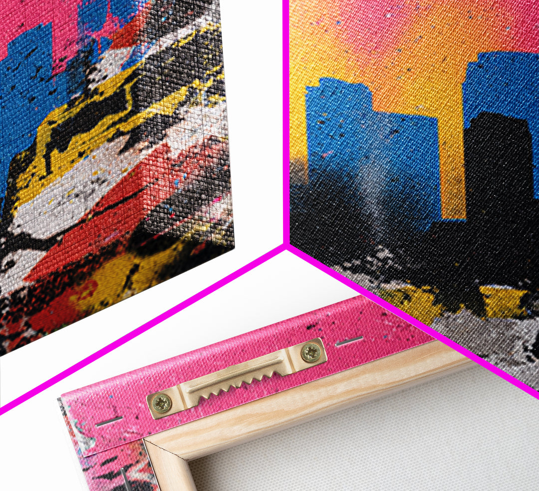 Paint Drips Forming a Skyline Silhouette Framed Canvas Print, Graffiti Art, Bedroom Decor, Living Room Decor, Abstract Art, GRF-2x3-69