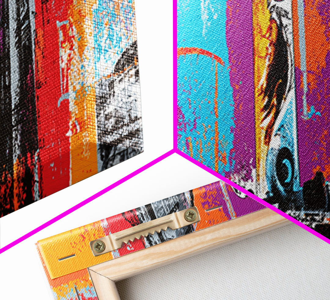 Bright Skateboard Ramp Color Fields Canvas Print, Graffiti Art, Digital Print, Living Room Decor, Abstract Art, Street, GRF-3x1-16