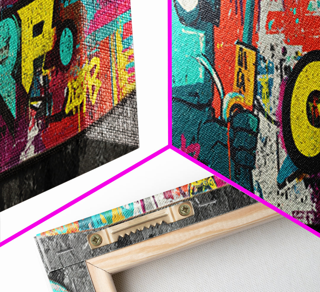 Skateboard Deck Graphic Framed Canvas Print, Graffiti Art, Art Print, Living Room Decor, Fine Art, Street, Wall Hangings, GRF-3x1-23