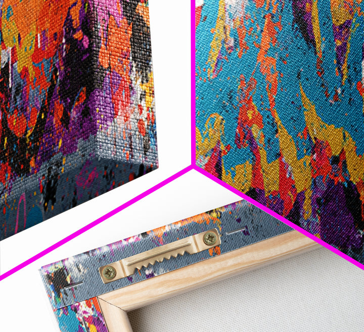 Abstract Crown and Stars Canvas Print, Graffiti Art, Minimalist Decor, Living Room Decor, Fine Art, Street, Mid Century Modern, GRF-3x1-35