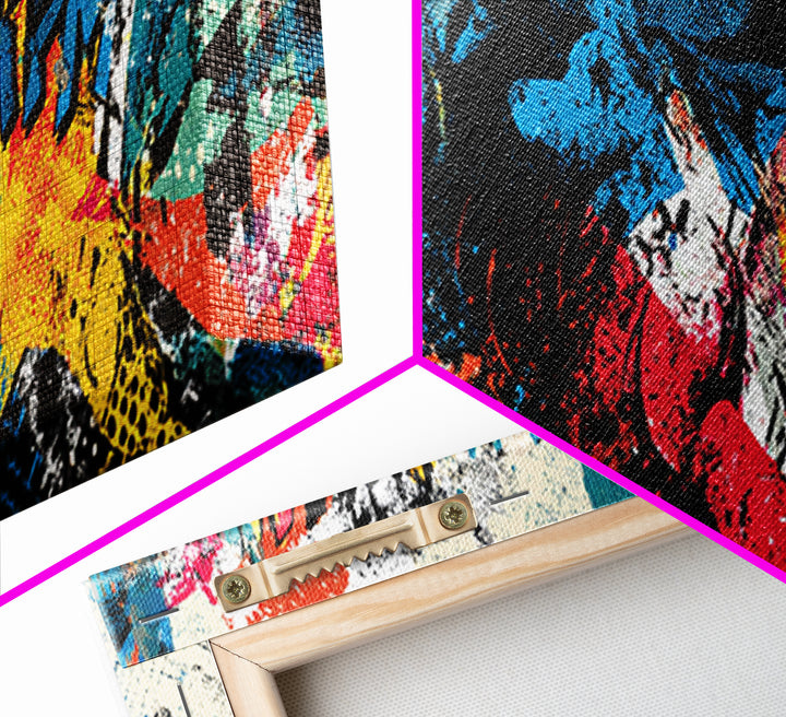 Wildstyle Arrows and Loops as Abstraction Framed Canvas Print, Graffiti Art, Art, Living Room Decor, Fine Art, Street, GRF-3x1-55