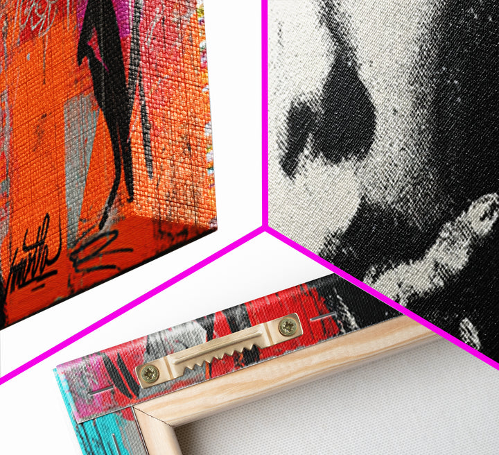 Stencil Portrait with Red and Black Contrast Canvas Print, Graffiti Art, Art, Living Room Decor, Street, Canvas Wall Art, GRF-3x1-76