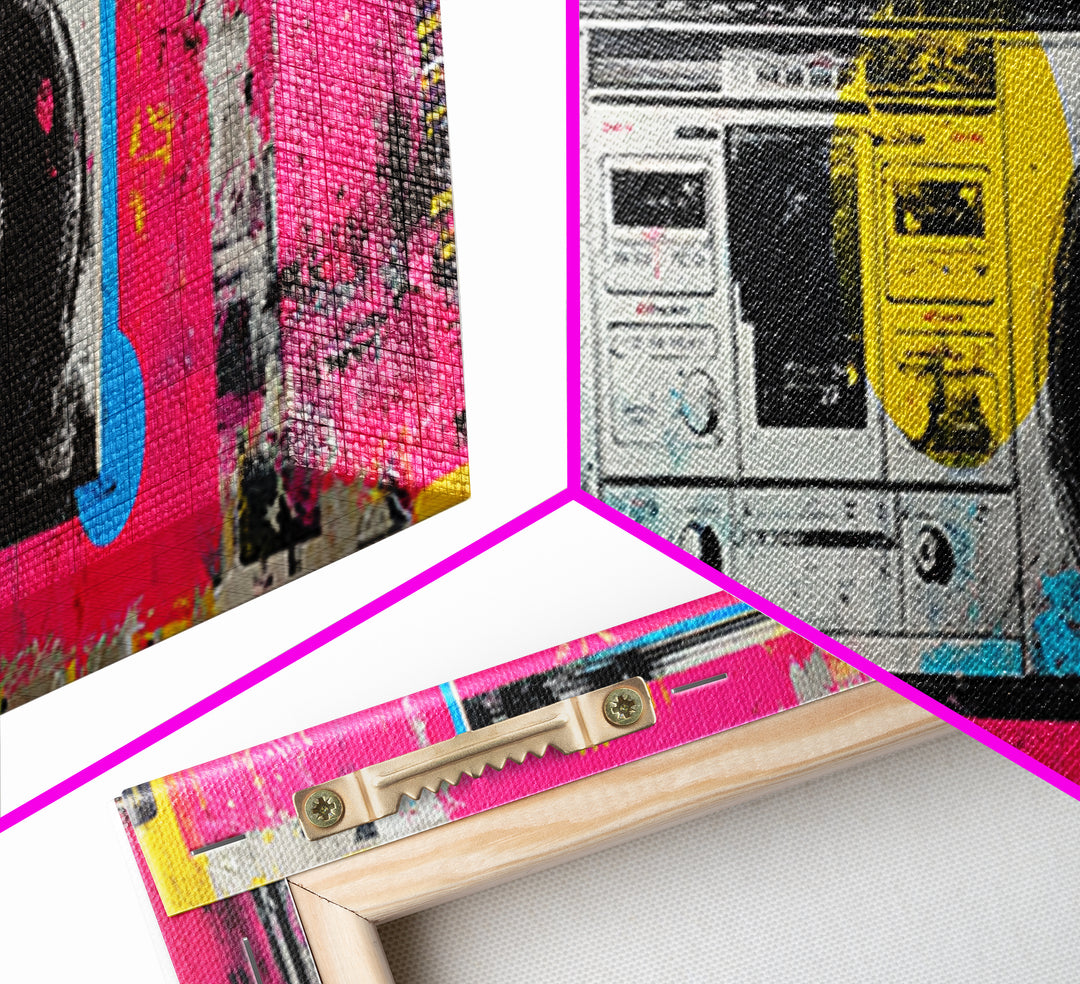 Boombox and Cassette Tape Canvas Print, Graffiti Art, Wall Hangings, Living Room Decor, Fine Art, Street, Digital Print, GRF-3x1-78