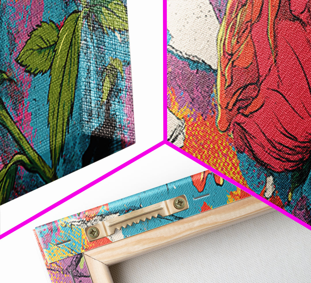 Graffiti Rose Blooming from Concrete Crack Canvas Print, Graffiti Art, Canvas Print, Living Room Decor, Oil Painting, Street, GRF-3x1-85