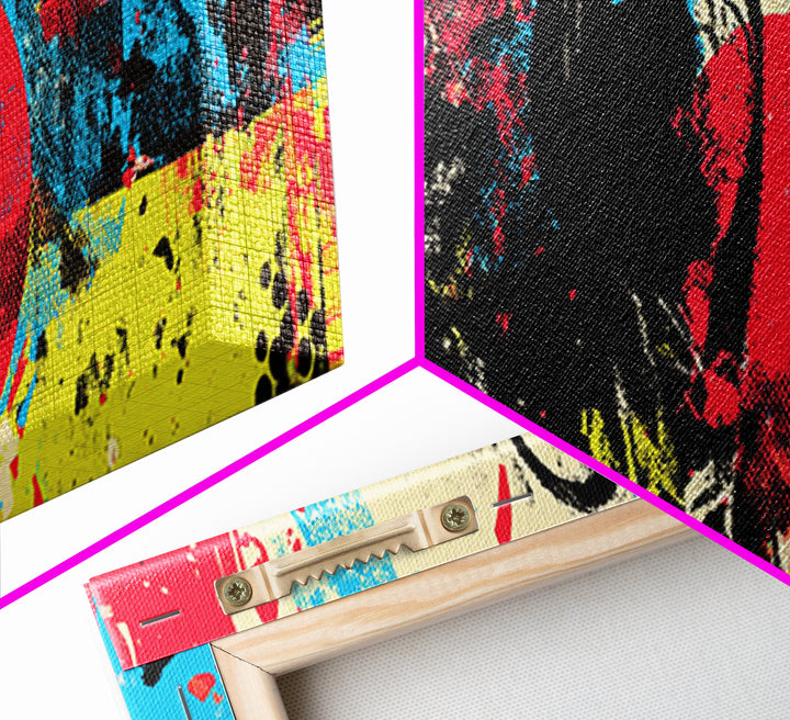 Masked Street Artist Silhouette Canvas Print, Graffiti Art, Canvas Wall Art, Living Room Decor, Watercolor Art, Street, GRF-3x1-86