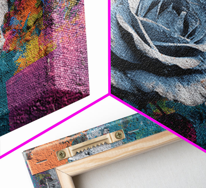 Graffiti Rose Blooming from Concrete Crack Canvas Print, Graffiti Art, Digital Print, Living Room Decor, Fine Art, Street, GRF-3x2-1
