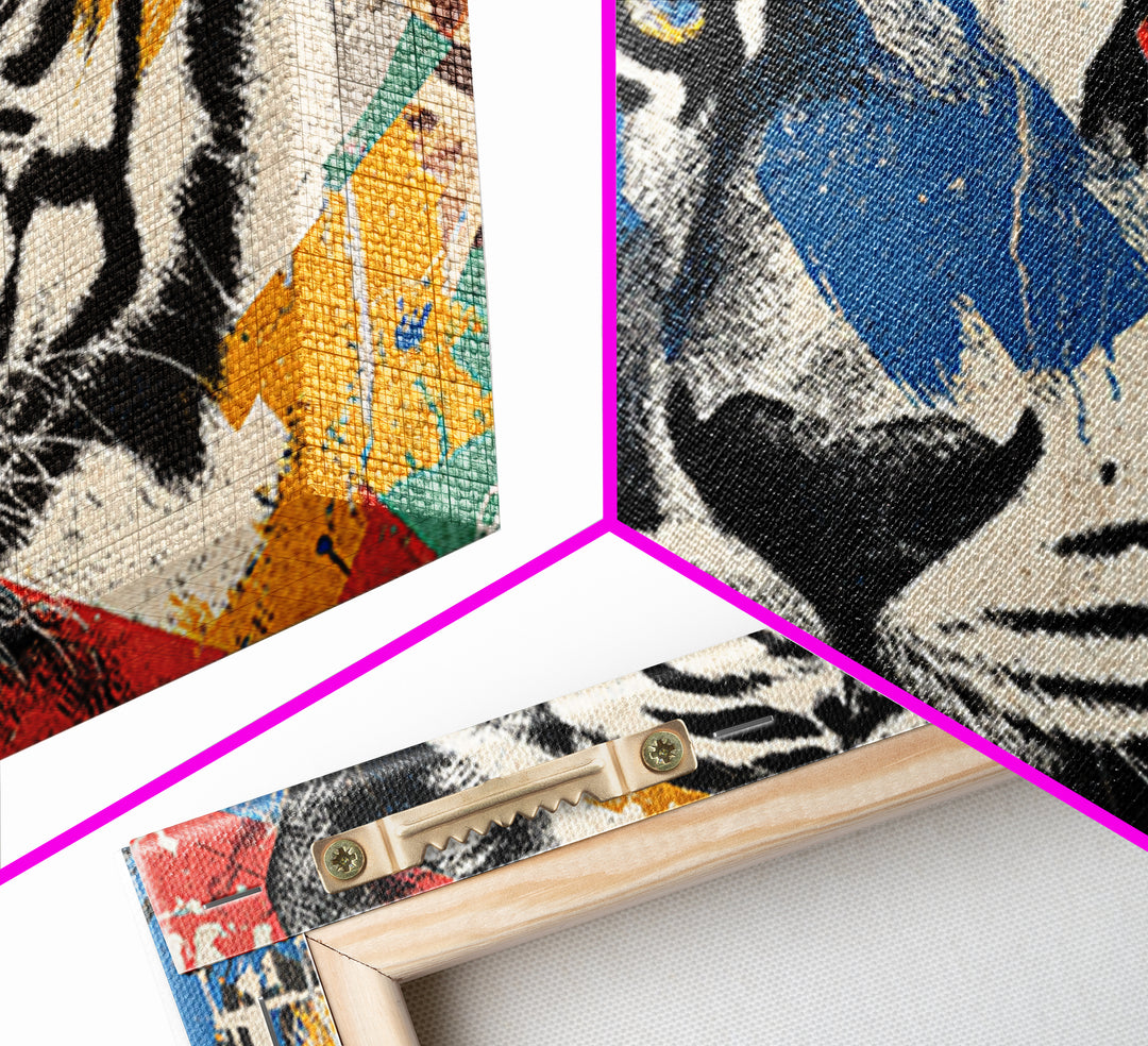 Urban Tiger Portrait Framed Canvas Print, Graffiti Art, Statement Artwork, Living Room Decor, Fine Art, Street, Wall Decor, GRF-3x2-31
