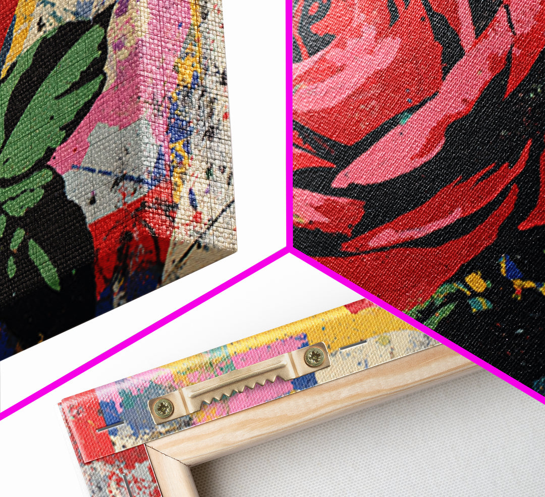 Graffiti Rose Blooming from Concrete Crack Canvas Print, Graffiti Art, Neutral Decor, Living Room Decor, Fine Art, Street, GRF-3x2-49