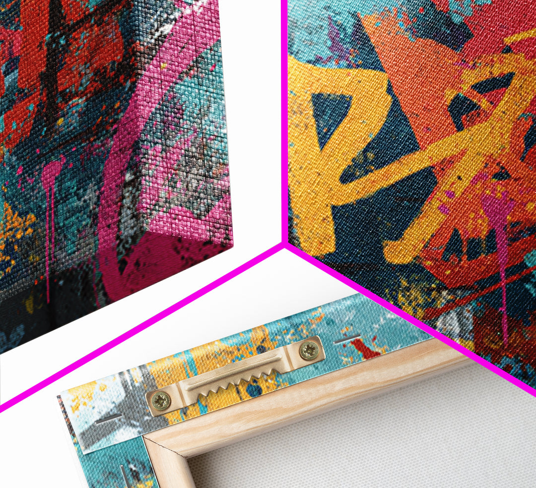 Wildstyle Arrows and Loops as Abstraction Canvas Print, Graffiti Art, Canvas, Living Room Decor, Abstract Art, Street, GRF-3x2-67