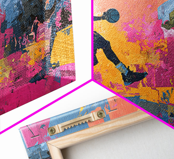 Basketball Player in Street Mural Energy Canvas Print, Graffiti Art, Contemporary Art, Living Room Decor, Fine Art, Street, GRF-3x2-72