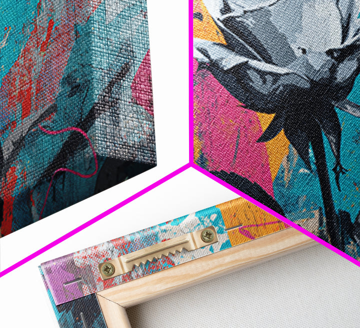Graffiti Rose Blooming from Concrete Crack Canvas Print, Graffiti Art, Neutral Decor, Living Room Decor, Fine Art, Street, GRF-3x2-73