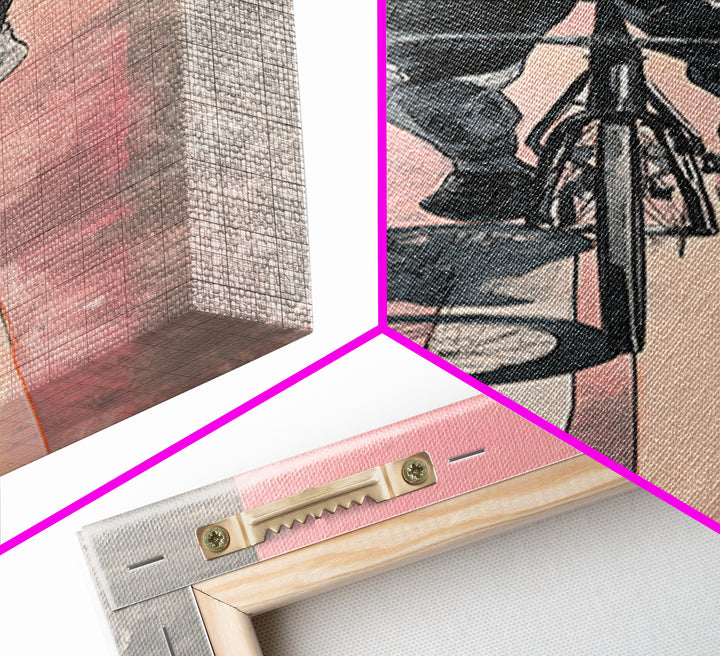 Cyclist Racing Through Neon Speed Lines Canvas Print, Gym Art, Room Decor, Gym Decor, Abstract Art, Strength, Bar Art, GYM-1x3-98