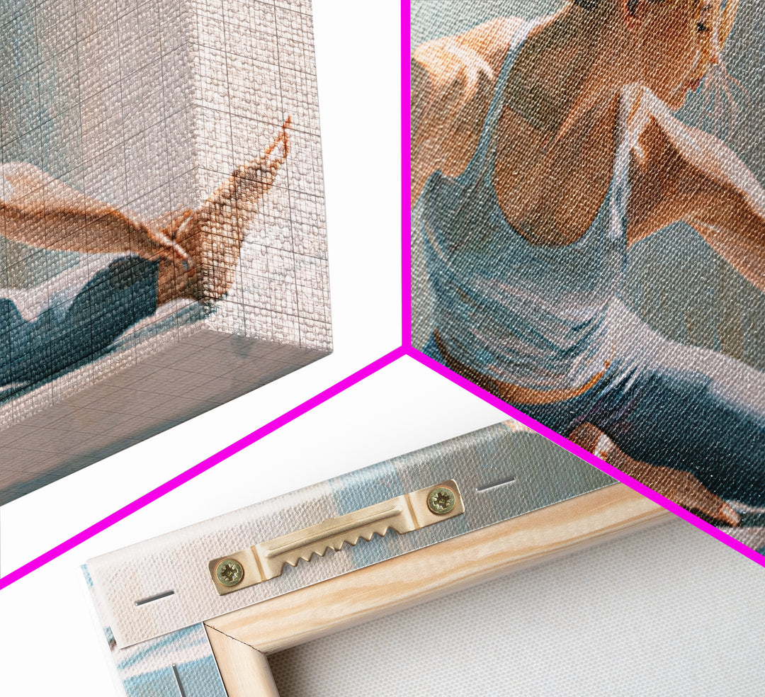Fitness Woman Stretching Framed Canvas Print, Gym Art, Motivational Poster, Gym Decor, Fine Art, Strength, Motivational Art, GYM-2x1-65