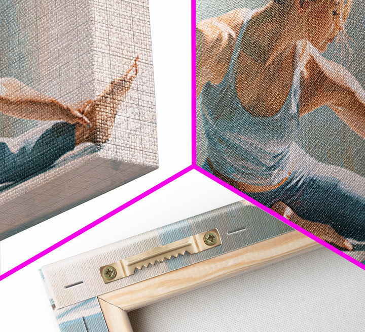 Fitness Woman Stretching Framed Canvas Print, Gym Art, Motivational Poster, Gym Decor, Fine Art, Strength, Motivational Art, GYM-2x1-65