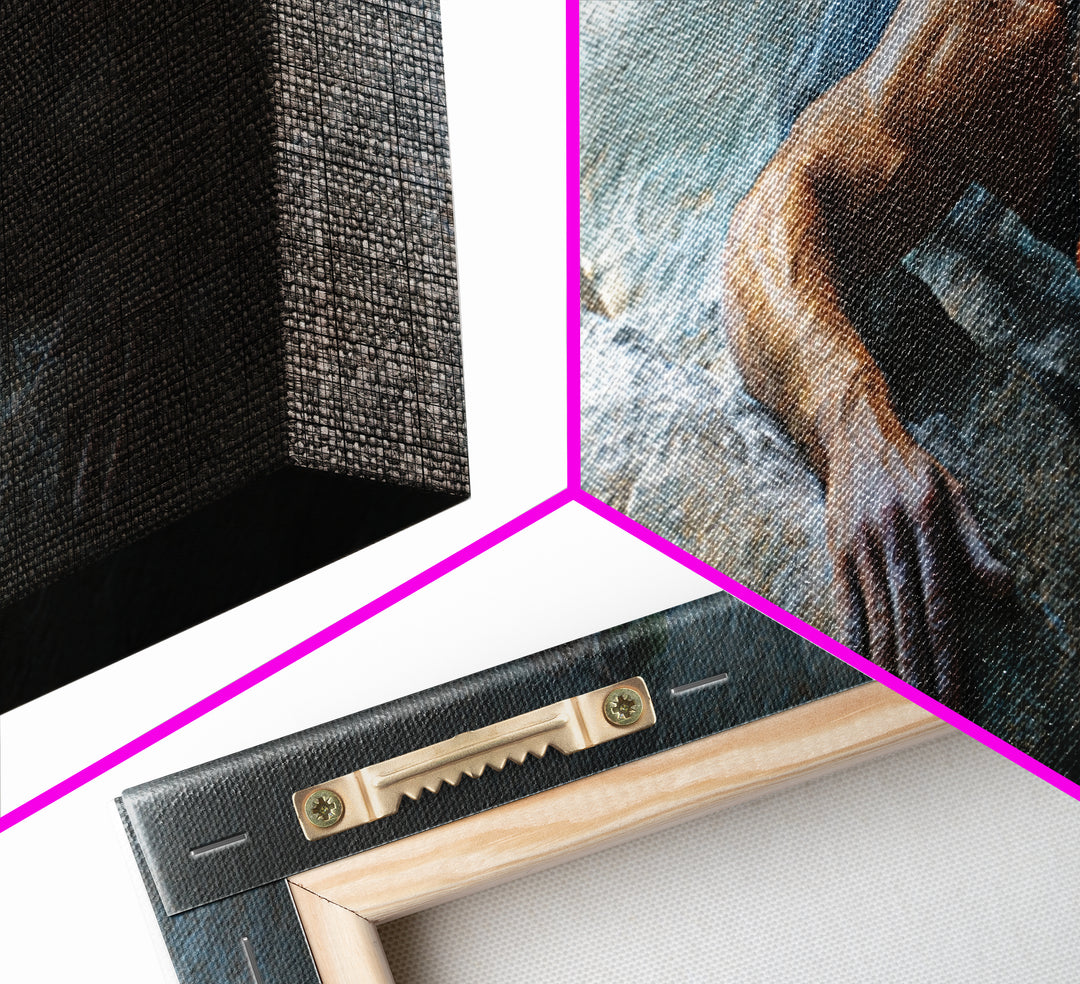 Rock Climber Reaching a Glowing Hold Framed Canvas Print, Gym Art, Bar Art, Gym Decor, Strength, Gym Sign, Motivational Art, GYM-3x1-2