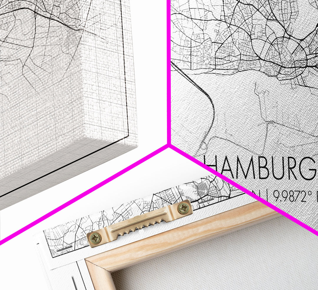 Hamburg City Map, Germany Map, Map Art, Minimalist Art, Wall Art, Canvas Art, Europe Wall Art, Gifts For Dad, Office Wall Art, Unique Art