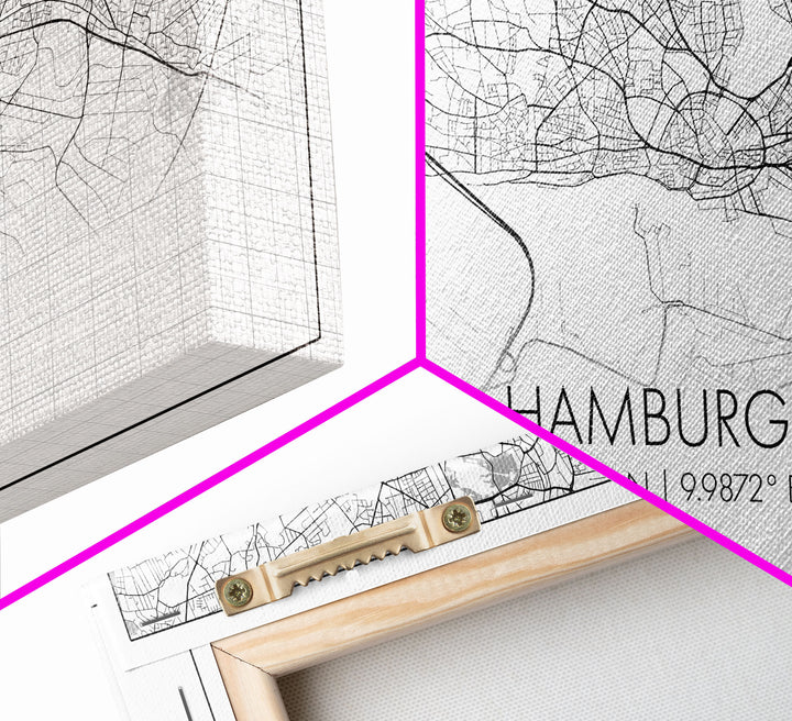 Hamburg City Map, Germany Map, Map Art, Minimalist Art, Wall Art, Canvas Art, Europe Wall Art, Gifts For Dad, Office Wall Art, Unique Art