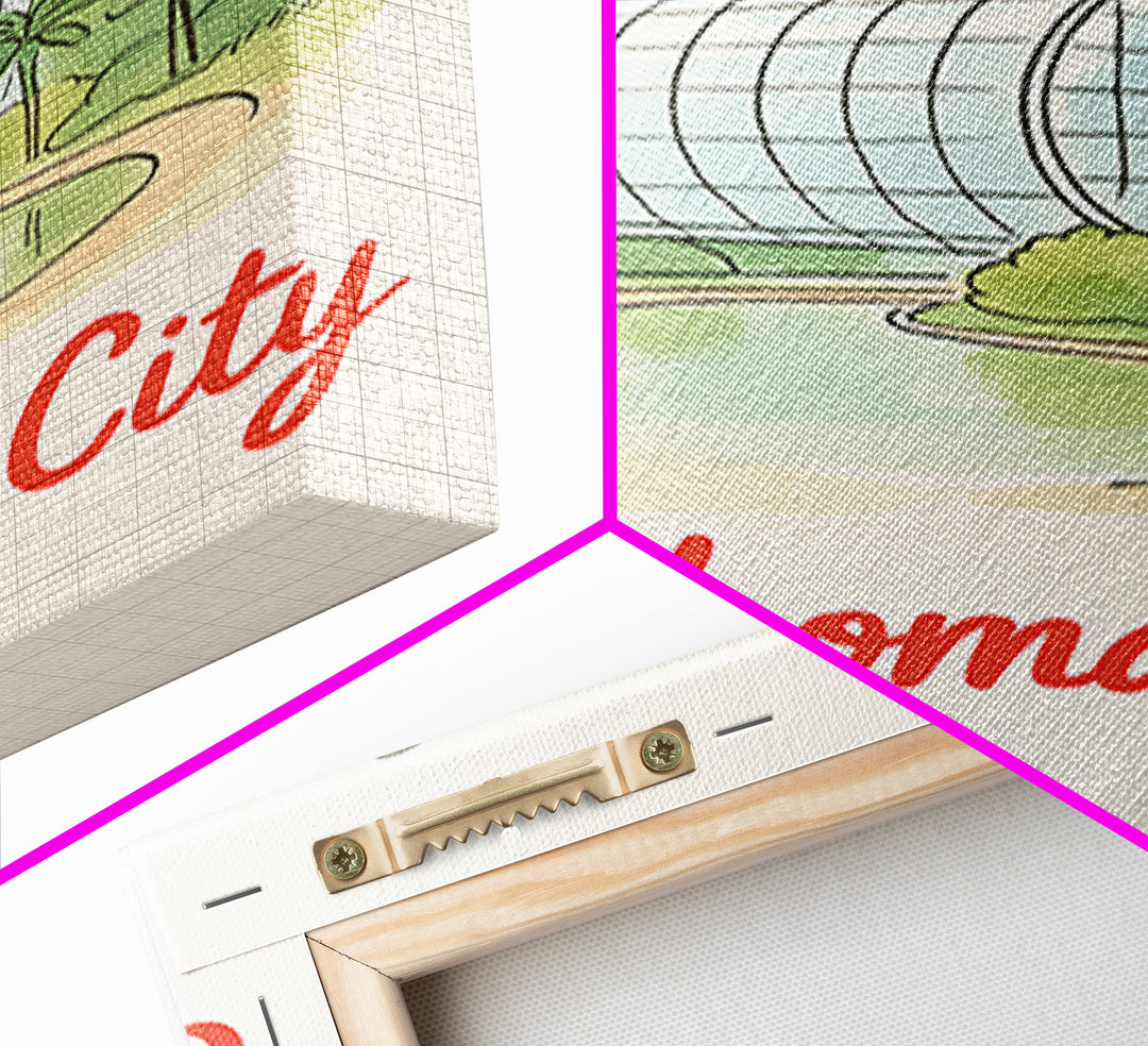Oklahoma City Oklahoma Travel Poster, Canvas Print, Watercolor Downtown Skyline Art, Oklahoma City City Art, Mid Century Wall Art, Wall Art