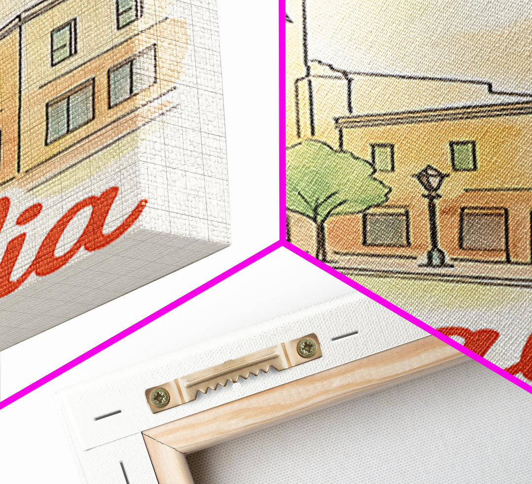 Visalia California Travel Poster, Canvas Print, Watercolor Urban Skyline Art, Visalia Poster Print, Travel Poster Art, City Travel Prints