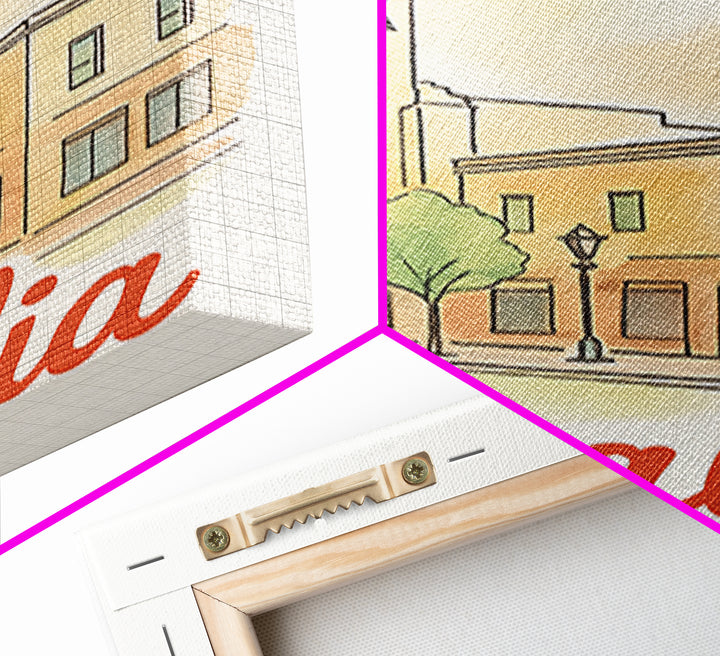 Visalia California Travel Poster, Canvas Print, Watercolor Urban Skyline Art, Visalia Poster Print, Travel Poster Art, City Travel Prints
