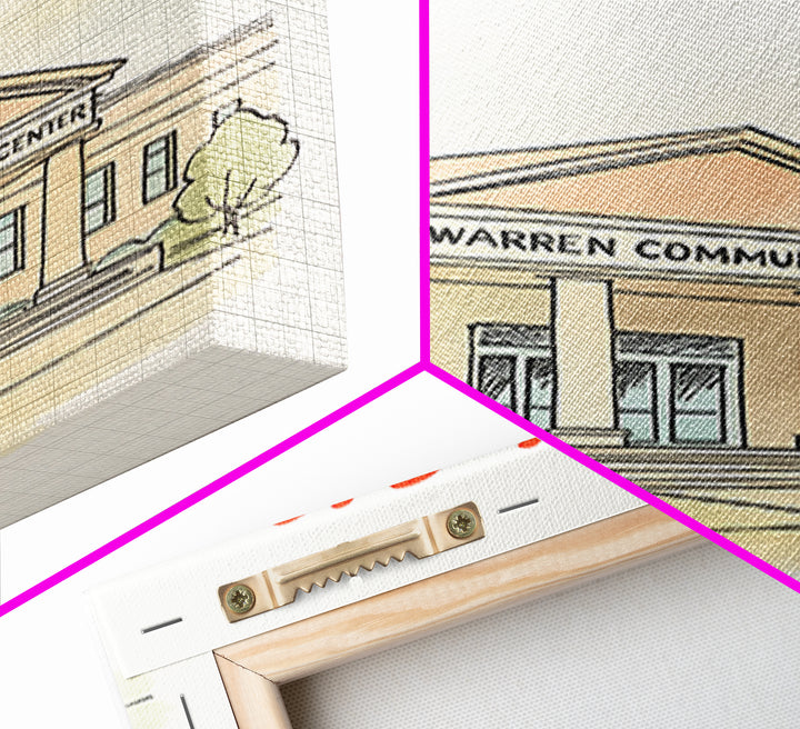 Waren Travel Poster, Framed Canvas Print, Soft Sketch Travel Art, Waren Travel Art, Eclectic Wall Decor, Retro Travel Print, City Poster