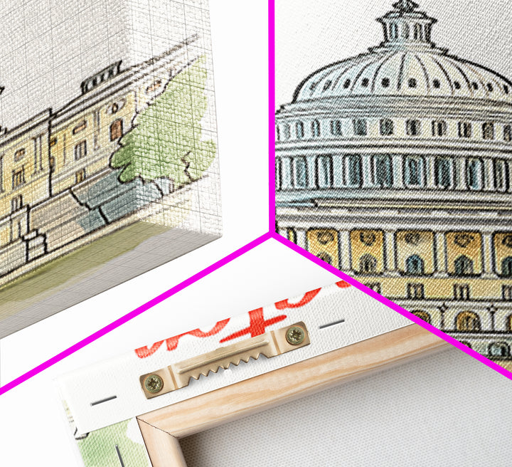 Washington Travel Poster, Framed Canvas Print, Soft Sketch Travel Art, Washington Poster Print, Travel Poster Art, City Illustration